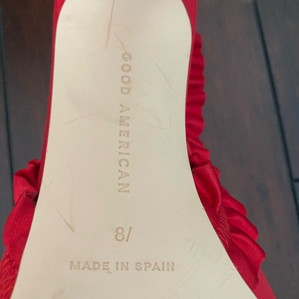 Red Ruffled Stiletto Heels - Picture 3 of 3
